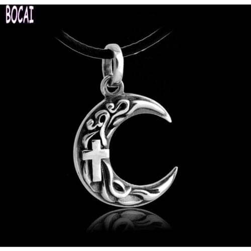 2019 new Thai Silver Cancer 12 Constellation Male Pendant for Man Cross s925 pure Silver Tide Mans Moon Pendant