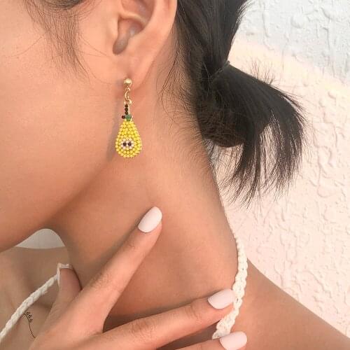 Lalynnly Bohemia Refreshing Watermelon Pineapple Fruit Pattern Handmade Beads Drop Earrings For Women Fashion Jewelry 2021 E9807