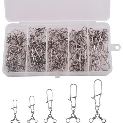 80Pcs/box 3 Way Cross Line Brass Fishing Swivel With Solid Ring Stainless steel Snaps Accessories Fishing Line Connector