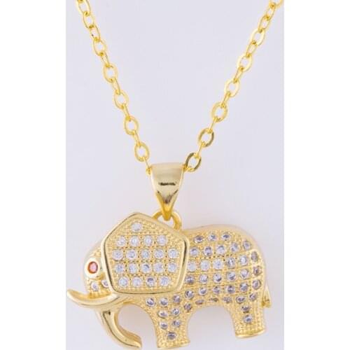 Copper Micro Pave Elephant Beads Women Necklaces & Pendants Handmade Animal Charms Choker Chain Necklaces Bijoux Bisuteria Mujer