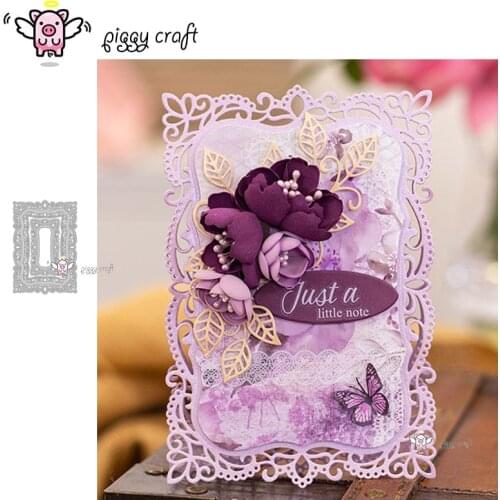 Piggy Craft metal cutting dies cut die mold Lace rectangular frame Scrapbook paper craft knife mould blade punch stencils dies