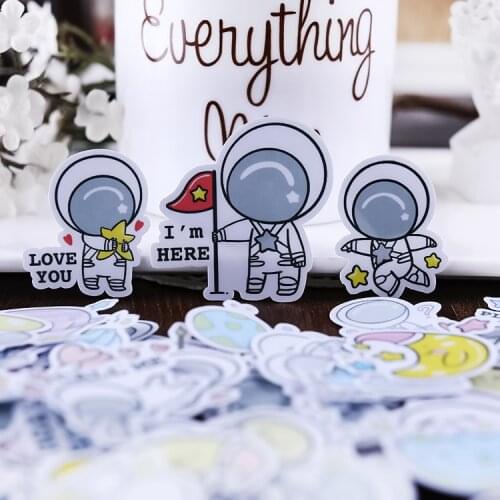 80pcs Little Astronaut stickers Handbook Sticker Ins Decoration Small Pattern Handbook Cute Phone Notebook Material Pack