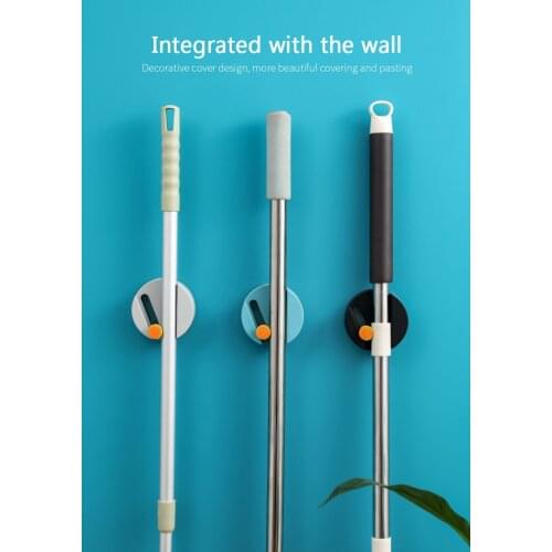 Wall-mounted Adjustable Non-marking Sticker Broom Mop Clip Multi-purpose Hanging Clip Hook