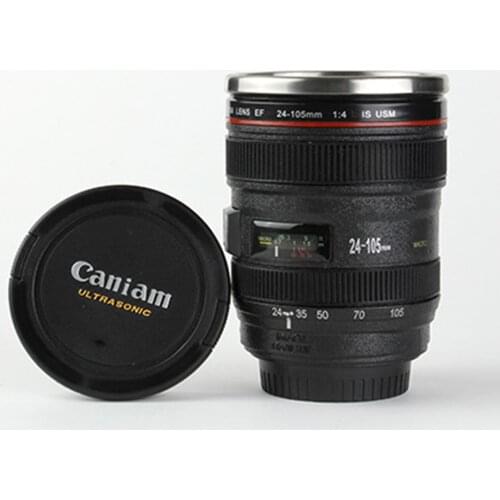 New Coffee Lens Emulation Camera Mug Beer Mug Wine With Lid Black Food Grade Stainless Steel Cup&Caniam Logo Mugs Tazas Cafe