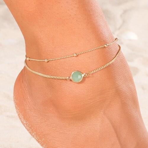 New Beach Anklet Simple for Women Alloy Diamond Anklet Opal Diamond Temperament Girl Jewelry Gift Bracelet Beach Jewelry