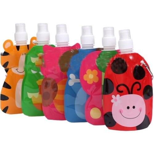 Plastic Smoothie Squeeze Bags Cute animal Refillable Lock Bag 360ml Reusable Food Pouch Baby Packaging Reusable Squeeze Pouch