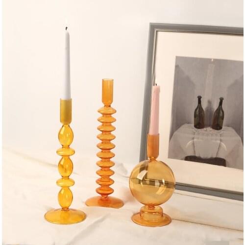Taper Candle Holders Glass Candlesticks for Home Wedding Housewarming Party Glass Vase Table Bookshelf Decoration