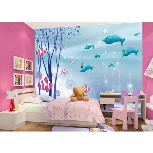 Custom photo wallpaper 3d wall murals wallpaper TV setting wall Cute cartoon sea world children room background wall decor