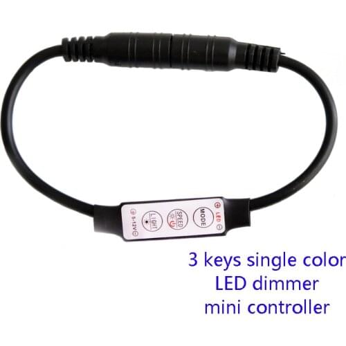 DC12V Mini 3 Keys Single Color LED Controller Brightness Dimmer for 3528 5050 LED strip light Single Color Dimmer