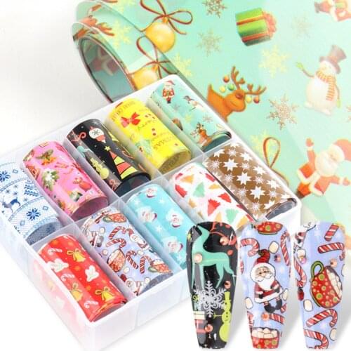 Christmas Elk Snowflake Transfer Starry Nail Art Decal Stickers Manicure Decor