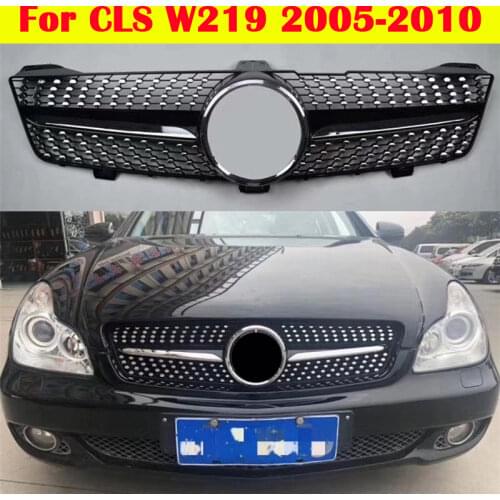 Car styling Middle grille ABS plastic front diamond style Center Grill 2005-2010 For Mercedes-Benz CLS W219 vertical bar bumper