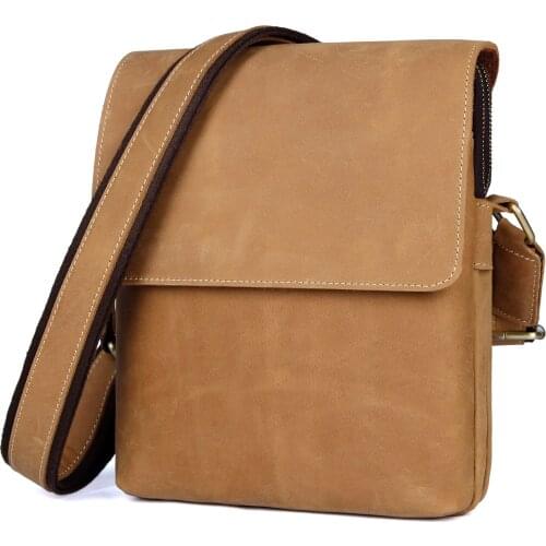Mens Crossbody Bags Genuine Leather Male Shoulder Sling Travel Bag Man Business Flap Messenger Ipad Bag