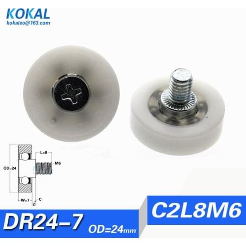 [DR24C2L8]Free Shipiing low noise 10pcs OD 24mm currency count machine sliding door drawer plastic roller wheel DR24C2L8 pulley