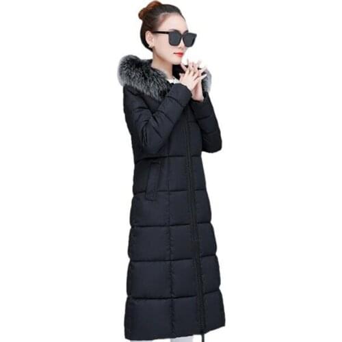 Fur Collar Hooded Women Winter Jacket Long Warm Thicken Cotton Padded Female Coat Parka Outwear Long Parka 2018 High Quality