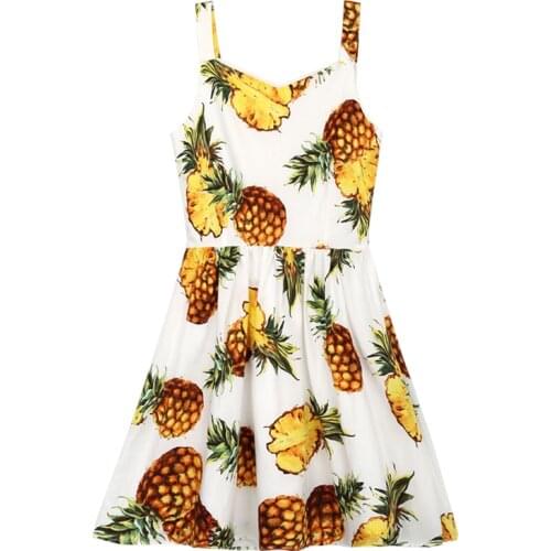 Customized Womens Sleeveless Pineapple Print Harness Dress Elegant Slim Short A-Line Casual Dresses Vestidos