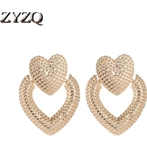 ZYZQ Romantic Engagement Jewelry Earrings For Women With Exquisite Love Heart Design Silver Plated Rose Gold Color Earrings