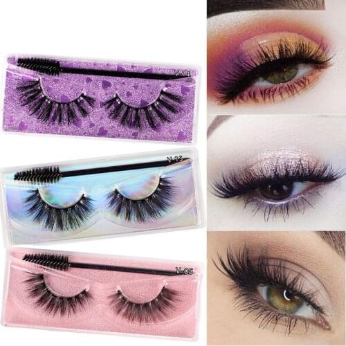 1 Pair False Eyelashes with Brush 3D Long Lasting Natural Eyelashes Extension Thick Long Beauty Dramatic Makeup Tools