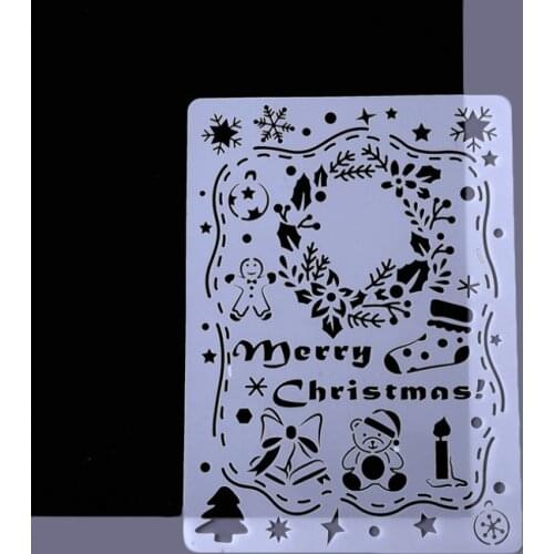 1pc Merry Christmas Stencils Painting Template DIY Scrapbooking Diary Photo Album Decorative Office School Supplies Reusable