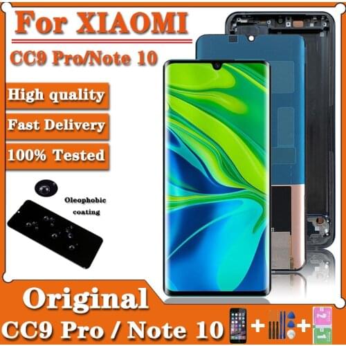 100% Original 6.47"For Xiaomi MI Note 10 note10 Pro LCD Display Touch Panel Screen Digitizer For Xiaomi cc9 pro lcd