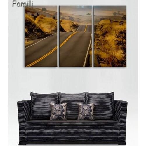3 Pieces/set Highway sunset HD Wall Art Print on Canvas for Home Decoration Wall Art Picture for Living Room