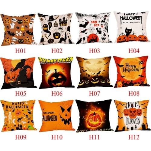 45cm*45cm Vintage Happy Halloween Peach Skin Throw Pillow Covers Cushion Cover Home Decor Pillowcase