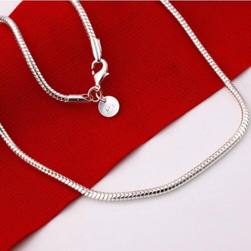 50pcs/lot Wholesale Free Shipping Good 2.0mm Snake Chains nake chain 16",18",20",22" ,24" Silver Plated Necklace Chain