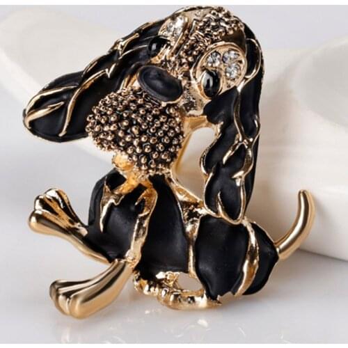 Kawaii Cute Dog animal Brooches jewelry for men gifts Brand White jet enamel Hijab Accessories Fashion Women Cartoon Brooch Pins