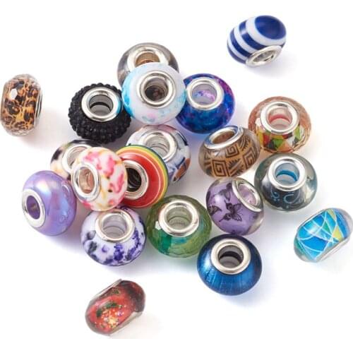 100pcs Resin Bead European Beads Large Hole Rondelle Beads Brass Cores for Jewelry Making DIY Bracelet Necklace Accessories