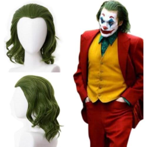 Fast delivery Gift Joker Cosplay Wig Arthur Fleck Joker Wig Curly Green Synthetic Hair Horror Scary Clown Cosplay Prop for Hal