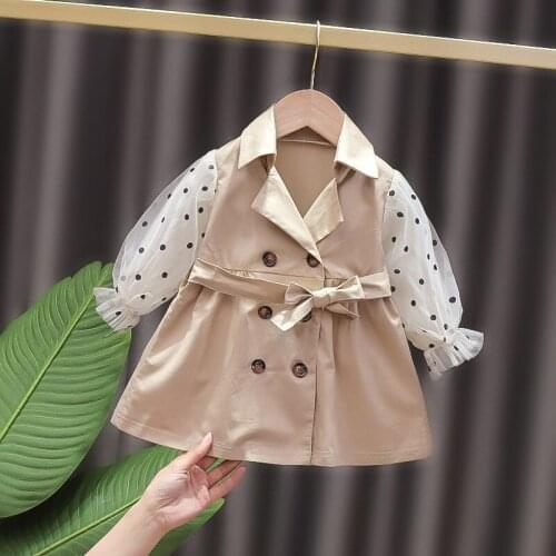 Kids Baby Spring Autumn Coat Jackets Dot Long Sleeve Windbreaker for Girls Children Outerwear