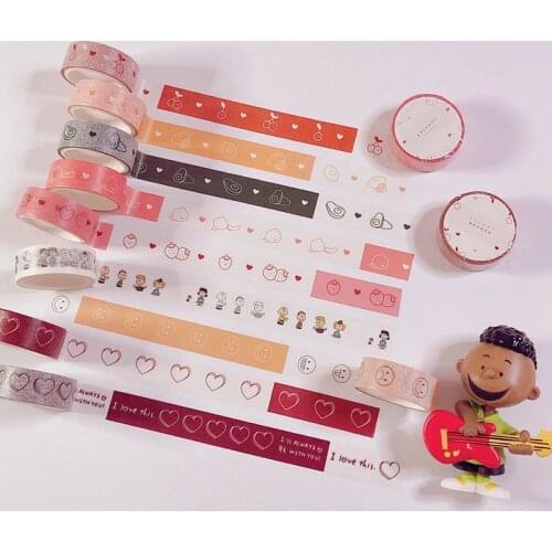 Sharkbang Kawaii 20mm*3m Heart Fruit Japanese Paper DIY Planner Masking Tape Adhesive Tapes Stickers Decorative Stationery Tapes