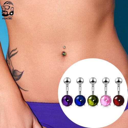 Pink Green Crystal Belly Button Ring Double Round CZ Navel Piercing Oreja Nightclub Dance Earrings Body Jewelry Piercing Ombligo