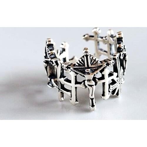Miuoxion Retro Hollow Jesus Cross Ring Fashion Personality Punk Party Jewelry For Women Feature Namour Charm Gift All Seasons