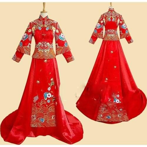 Republican Period Bride Groom Costume Sets for Couple Traditional Chinese Wedding Costume Stage Performance Xiu He Fu