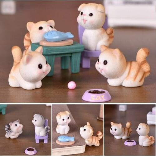 Miniature Cat Figurine Model Fairy Micro Landscape Garden Decoration Kids Toy DIY Home Desk Plant Gardening Ornaments EL