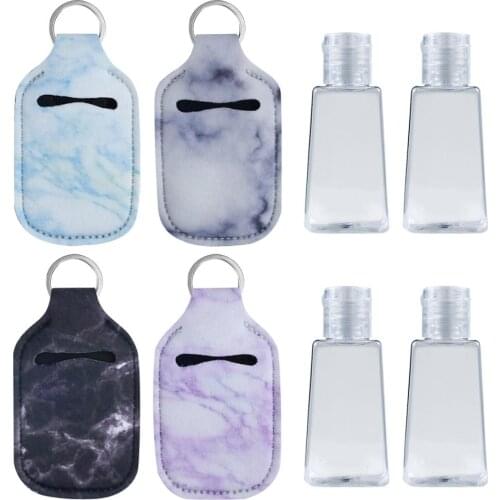 Mini Hand Sanitizer Keychain Holder Travel Bottle Refillable Containers 30ml Flip Cap Reusable Bottles with Keychain Carrier