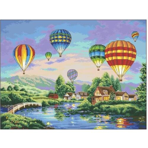Hot air balloon Needlework Kit Cross stich Painting Set Cross Stitch Kits Cross-stitch Embroidery Set Stitch Kits Cross