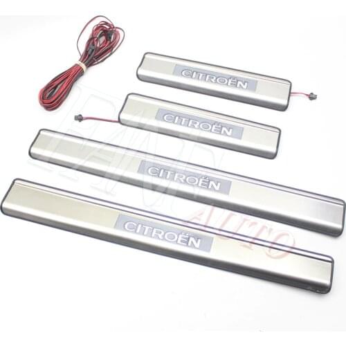 Stainless Steel Led Door Sill Scuff Plate Guard Sills Protector Trim For CITROEN C2 C4 C5 Sedan