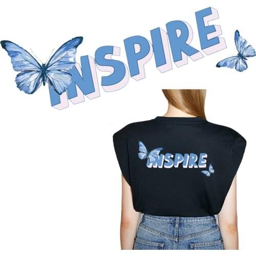 Blue butterfly patches on clothes for women diy applique Iron on transfer for clothing iron on heat thermo vinyl transfer patch