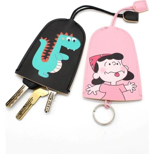New Creative Cartoon Leather Key Wallets Lovely Key Chains Cover PU Leather Pull-out Type Car Key Bag Women Key ring Holder Case