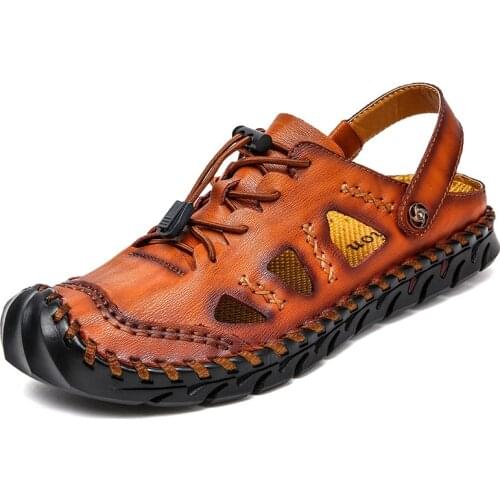 New Summer Classic Trend Soft Sandals Comfortable Genuine Leather Sandals Big Size Outdoor Casual for Hiking Fishing Shoes