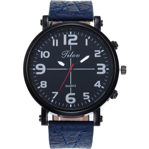 New mens large dial watches European and American business quartz watches belt watches