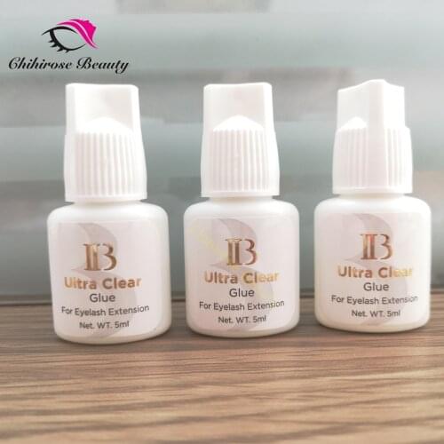Original 3 Bottles Korea IB Ibeauty Ultra Clear Glue Fast Drying Eyelash Extensions Transparent Glue White Cap 5ml