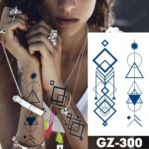 Semi-permanent Tattoos Body Art Waterproof Temporary Tattoo Sticker Six-Pointed Star Tatoo Arm Fake Totem Line Juice Ink Tatto