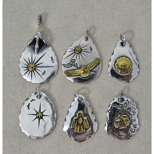 Takahashi Kagura Goros Sterling Silver Eagle Pendant DIY Necklace Accessories Pendant Retro Thai Silver Feathers Eagle Shield