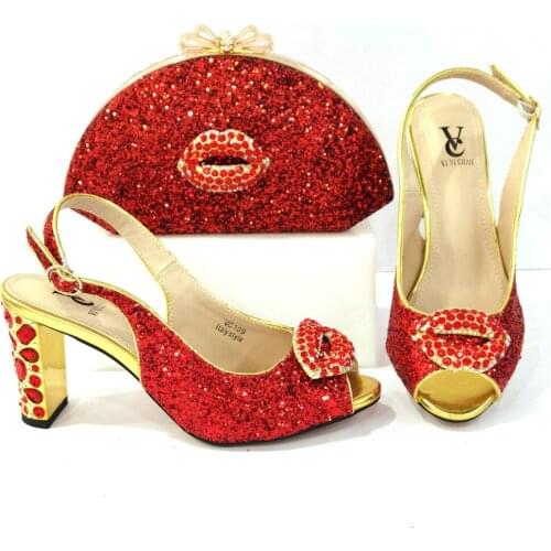Latest Nigeria Match Shoes and Bag Italian design In Women Set High Quality Italian Match Shoes and Bag Set for Wedding
