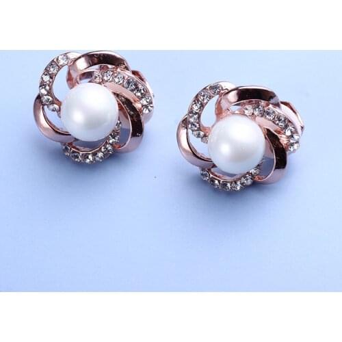 Pearl Non Pierced Clip Earrings Studs On Ear Simple Rose Gold Clip-On Earrings White Pearl For Women Wedding Bridal