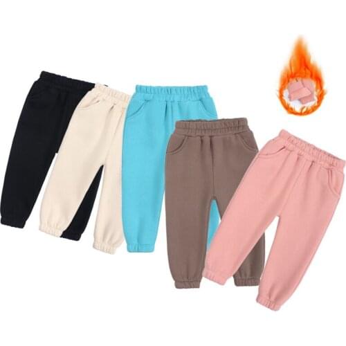 2021 Kids Tales Winter Fleece Baby Boy Girl Cotton Full Length Pants Children Kid Korean Style Clothes Teenager Thick Warm Pants