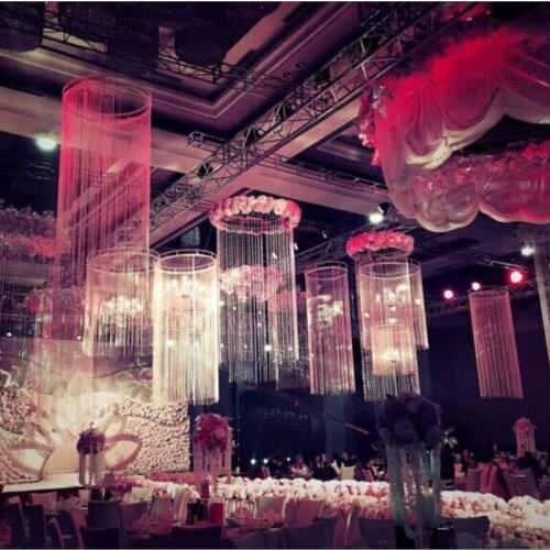 Wedding tassel curtain chandelier cover Ceilling Decoration Hanging Center Wedding Decoration 3M Tall x 80cm Diameter 6pcs/lot