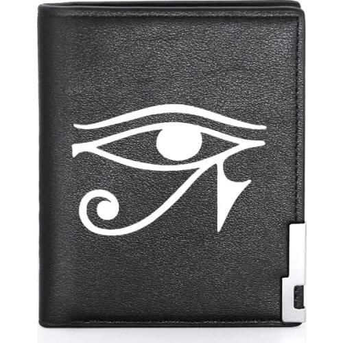 High Quality Luxury The Eye of Horus Printing Leather Wallet Credit Card Holder Short Male Slim Purse For Men